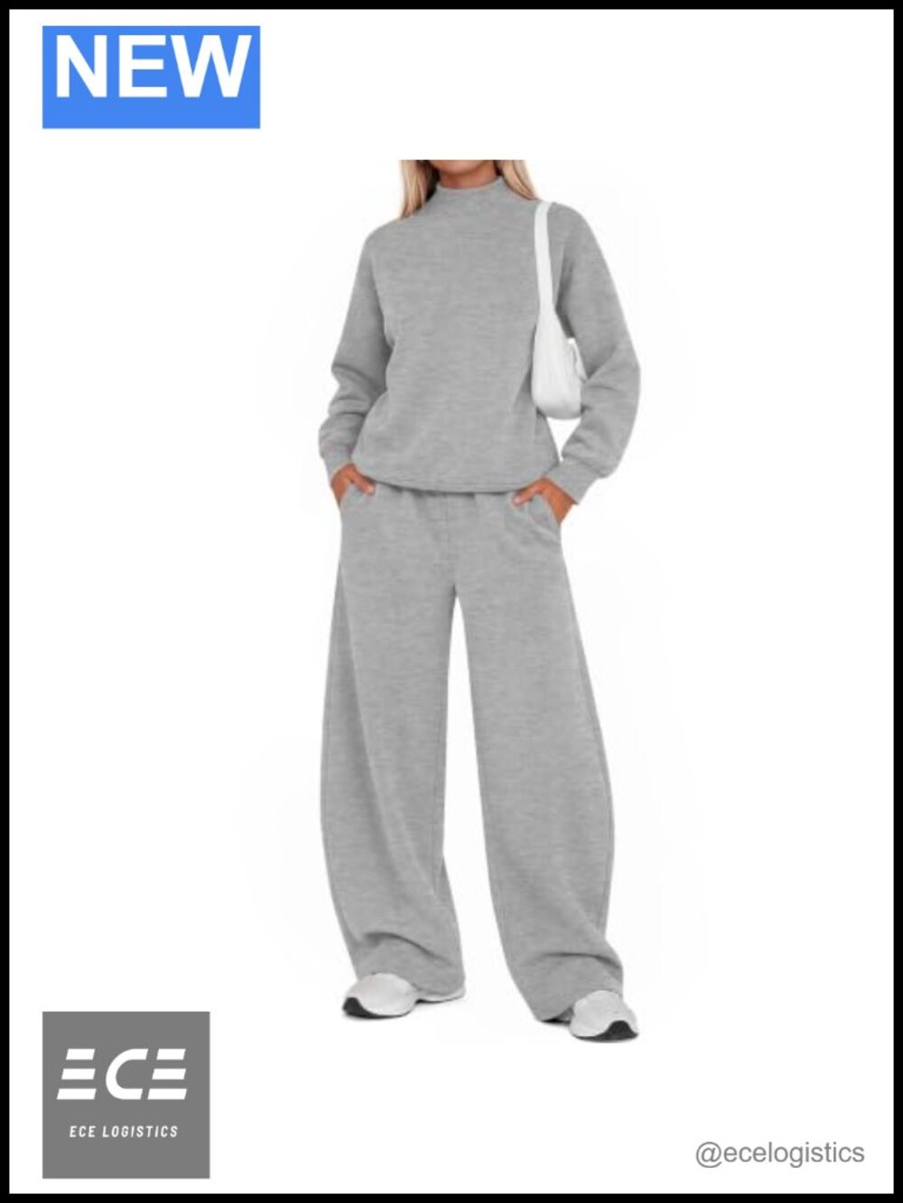 Mock Neck Sweatshirt & Baggy Wide Leg Sweatpants Set